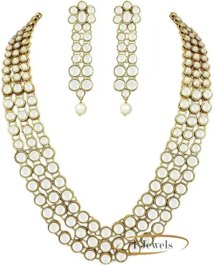 I Jewels Indian Bollywood Gold Plated Faux 3 Layered Kundan Party Wear Jewelry Set for Women (IJ301)