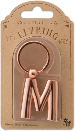 IF Metal Letter Keyring Personalised Alphabet Letters - Rose Gold - M