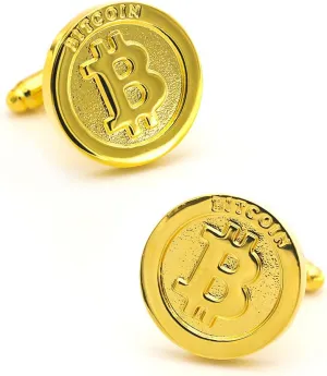 iGame Men's Bitcoin Cuff Links Quality Brass Material Golden Color Coin Design Cufflinks with Gift Box