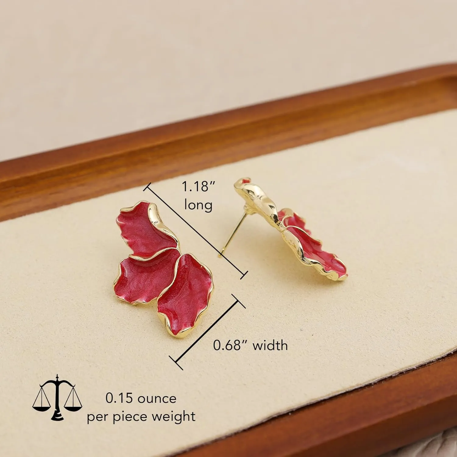 JeanBeau Gold Flower Petal Stud Earrings for Women, Trendy Statement Enamel Floral Earing Summer Prom Fashion Jewelry Gift
