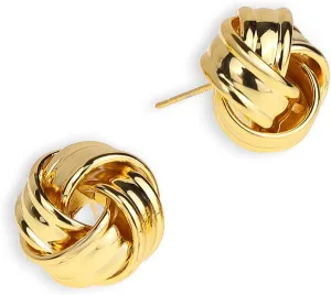 JeanBeau Small Chunky Love Knot Stud Earrings for Women, Trendy Statement Hollow Twisted Hypoallergenic Earing Valentine Prom Fashion Jewelry Gift