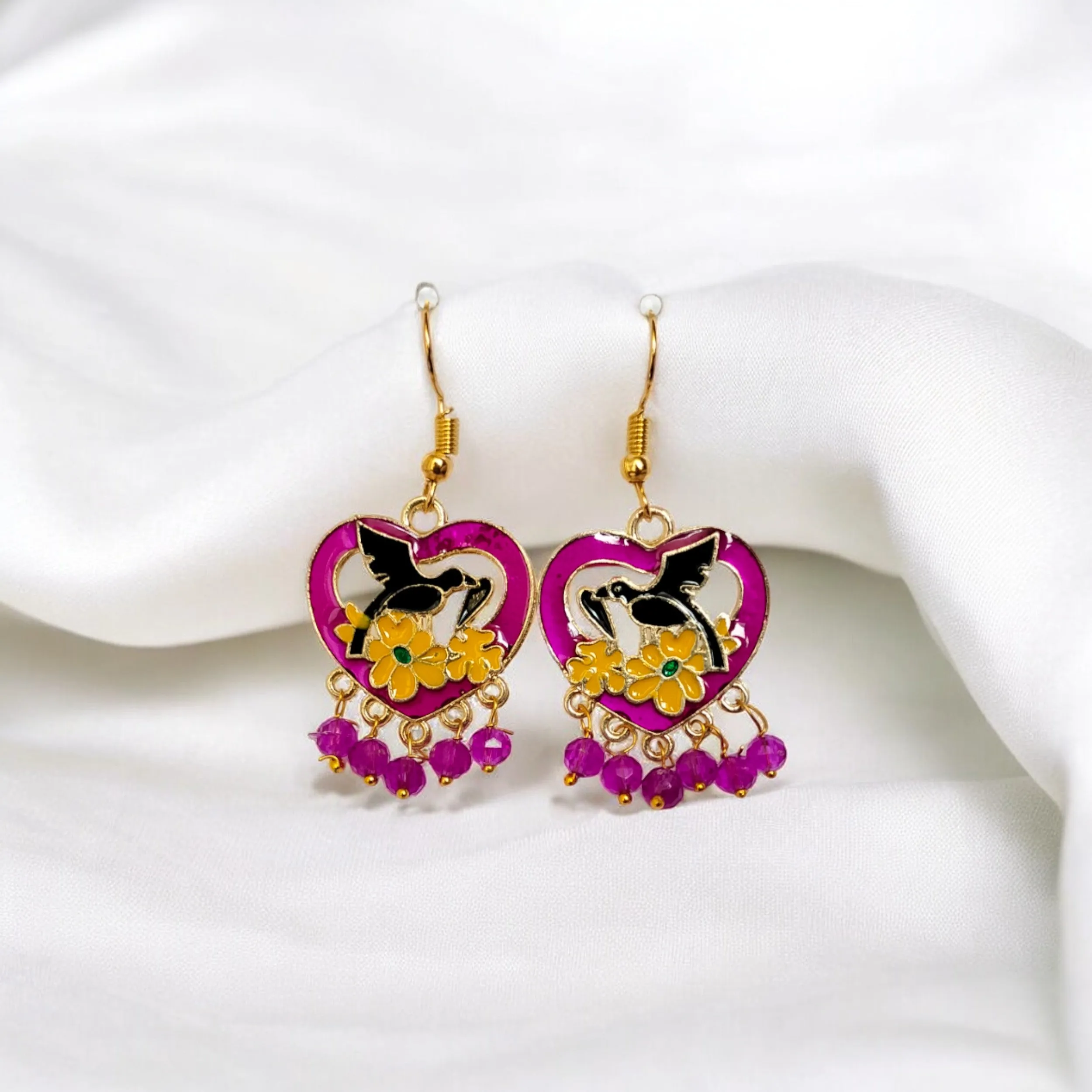 Jewelestia Enchanted Hummingbird Heart Earrings