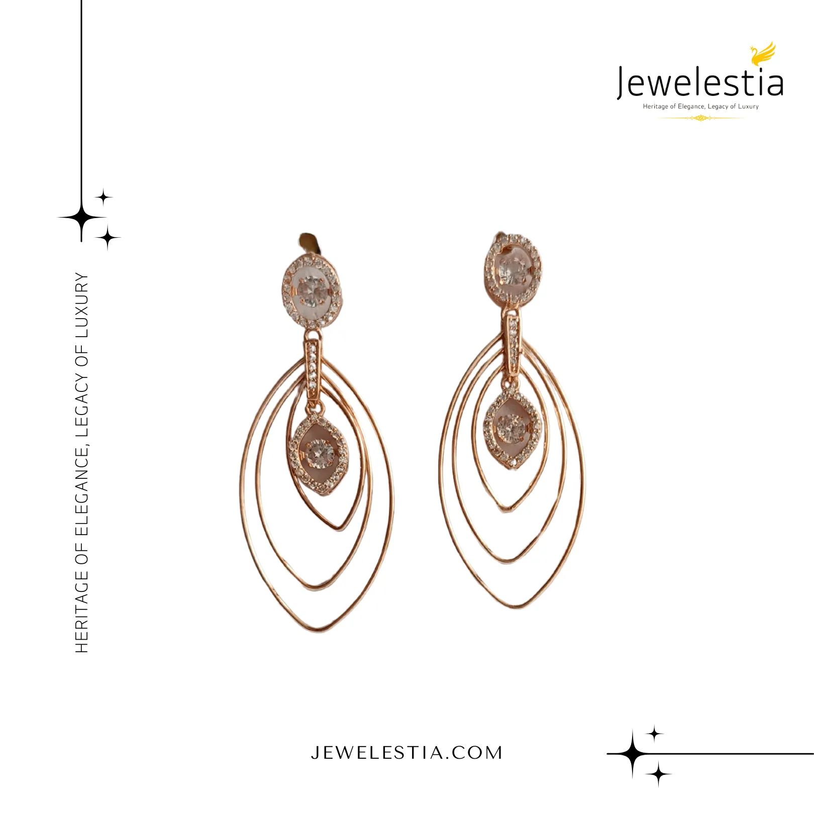 Jewelestia Radiant Rose Gold Dangle Earrings