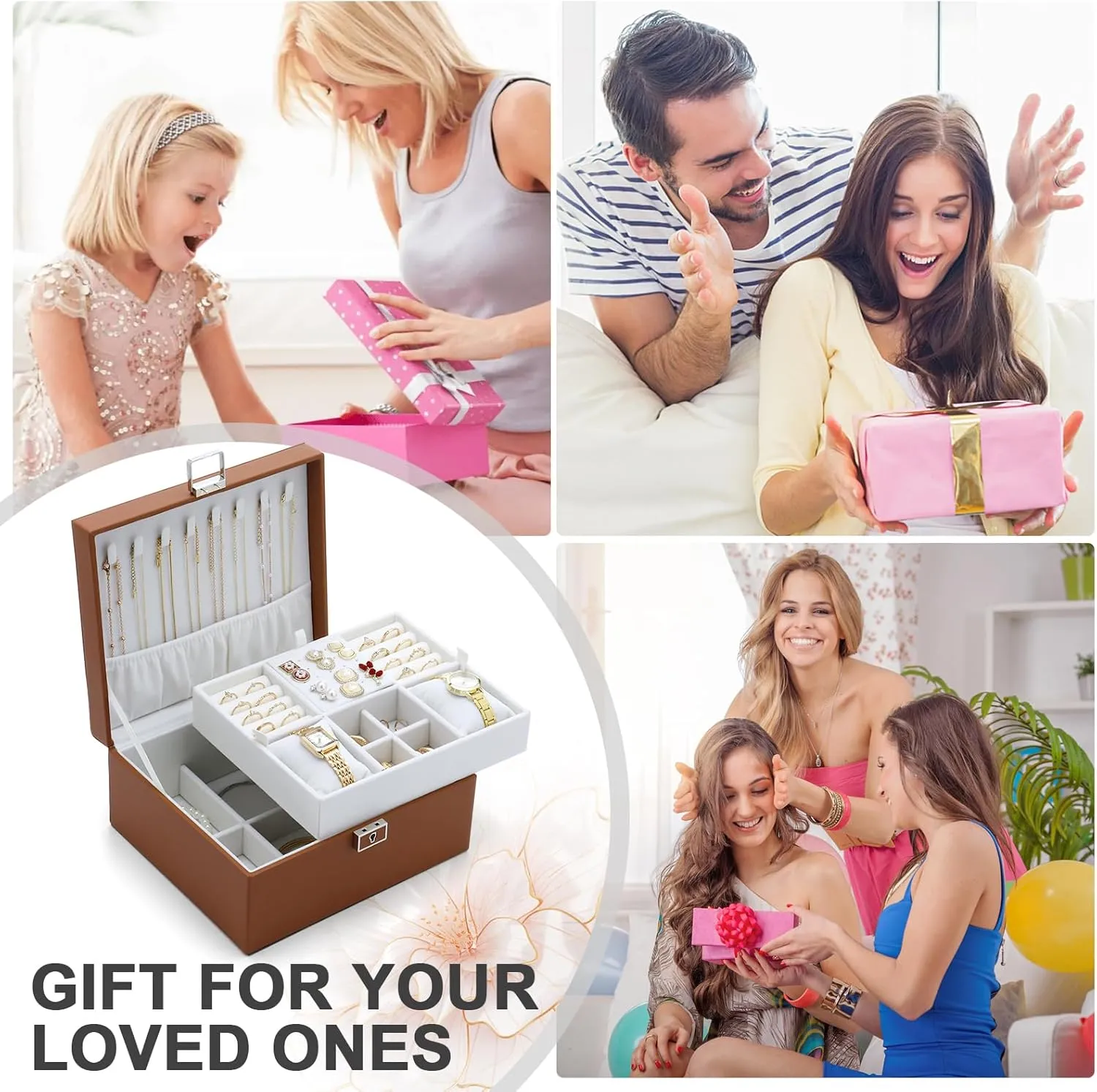 Jewelry Organizer Boxes for Women,2 Layers Removable Travel Jewelry Case,Storage for Necklace, Bracelet, Earring and Rings,Jewelry Boxes Gifts for Women & Girls