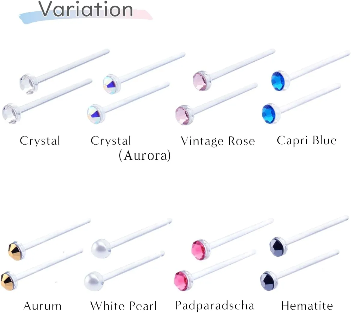 Jewelry Stud Earrings for Women Tempered Glass Hypoallergenic Rhinestone Clear 20G 18G 16G Retainer Body Piercing for First Second Earrings Every Day Use Silicone
