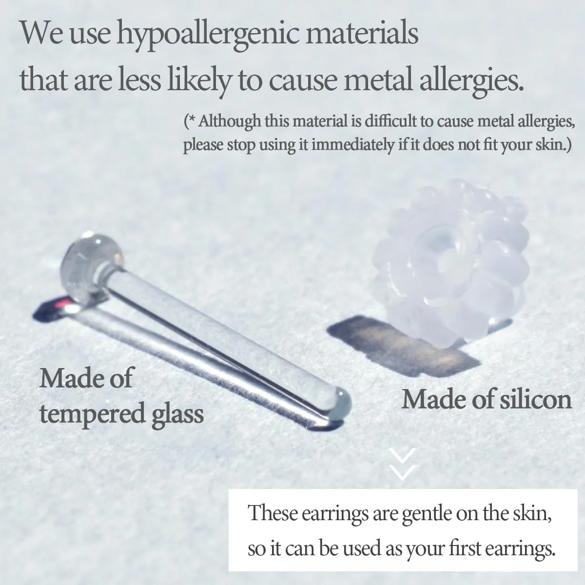 Jewelry Stud Earrings for Women Tempered Glass Hypoallergenic Rhinestone Clear 20G 18G 16G Retainer Body Piercing for First Second Earrings Every Day Use Silicone