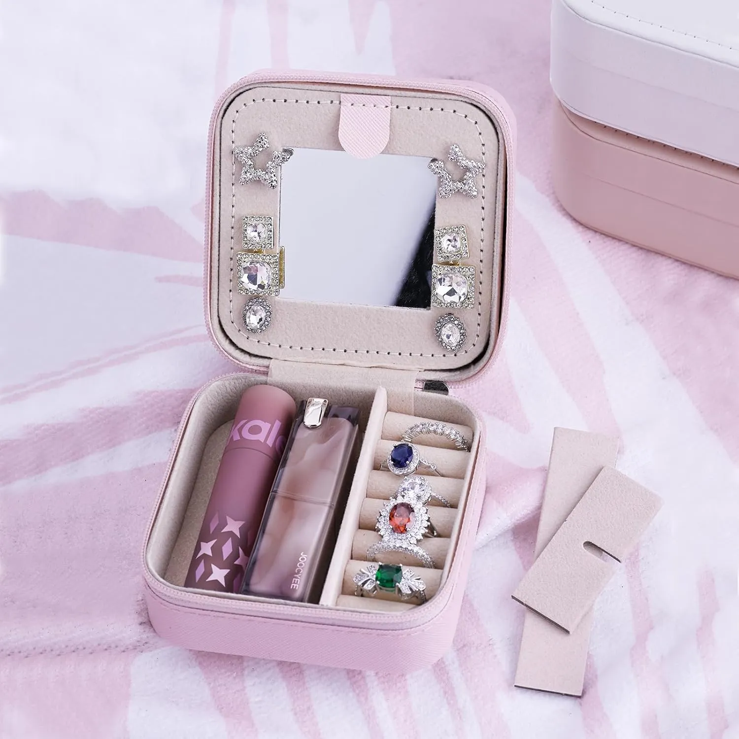 Jewelry Travel Case, Organizer for Women Girls Essentials - Rings, Earrings, Necklace, Bracelet Box for Mom, Grandma, Her, Bridesmaids