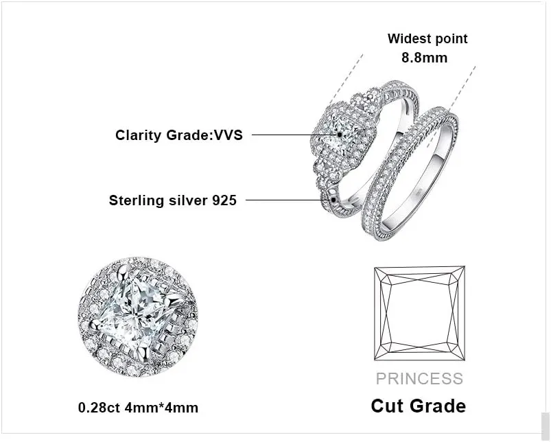 JewelryPalace Vintage 14K Gold Plated 925 Sterling Silver Halo Engagement Ring Wedding Band Bridal Sets