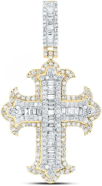 Jewels By Lux 10k Yellow White Gold 1 3/4 Cttw Diamond Cross Mens Charm