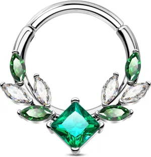 Jewseen Red Septum Ring Green Septum Piercing Jewelry Red Cartilage Earring CZ Daith Helix Conch Piercing for Women Men