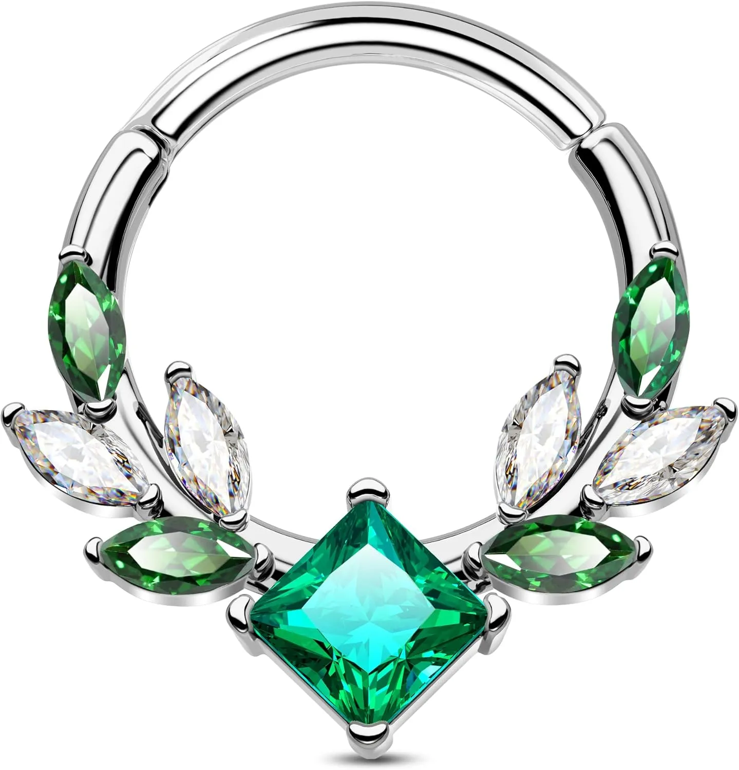 Jewseen Red Septum Ring Green Septum Piercing Jewelry Red Cartilage Earring CZ Daith Helix Conch Piercing for Women Men