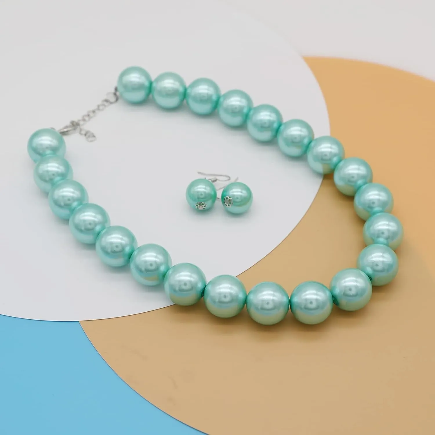 JNF Big Faux Pearl Choker Necklace for Women1920s Long Pearl Necklace Chunky Pearl Necklace and Earring Set Large Pearls Costume Necklace Gatsby