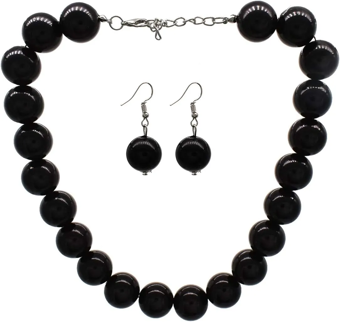 JNF Big Faux Pearl Choker Necklace for Women1920s Long Pearl Necklace Chunky Pearl Necklace and Earring Set Large Pearls Costume Necklace Gatsby
