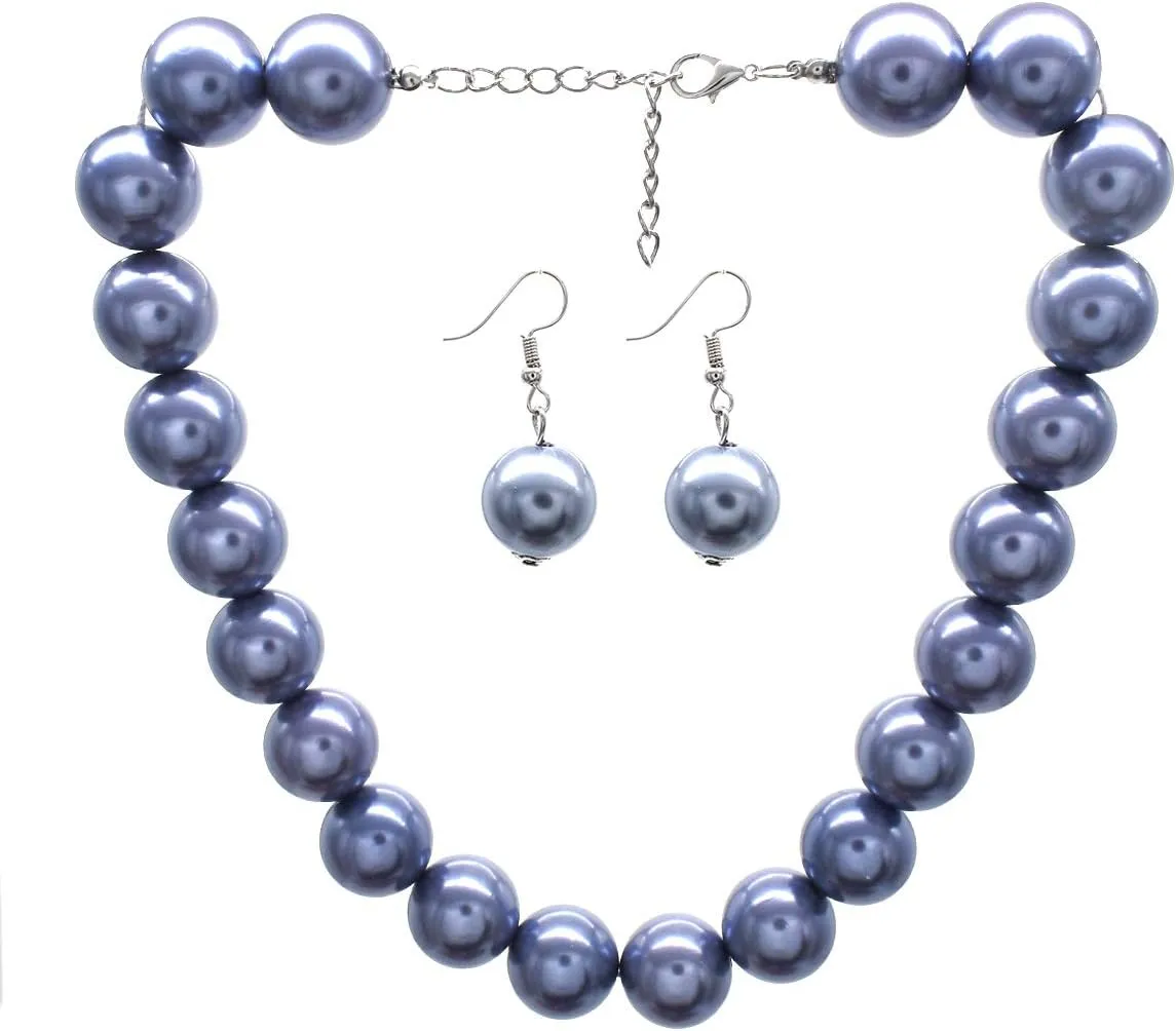 JNF Big Faux Pearl Choker Necklace for Women1920s Long Pearl Necklace Chunky Pearl Necklace and Earring Set Large Pearls Costume Necklace Gatsby