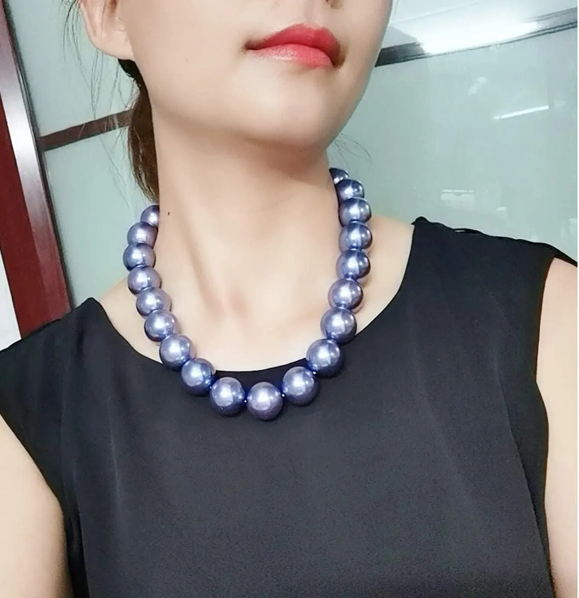 JNF Big Faux Pearl Choker Necklace for Women1920s Long Pearl Necklace Chunky Pearl Necklace and Earring Set Large Pearls Costume Necklace Gatsby