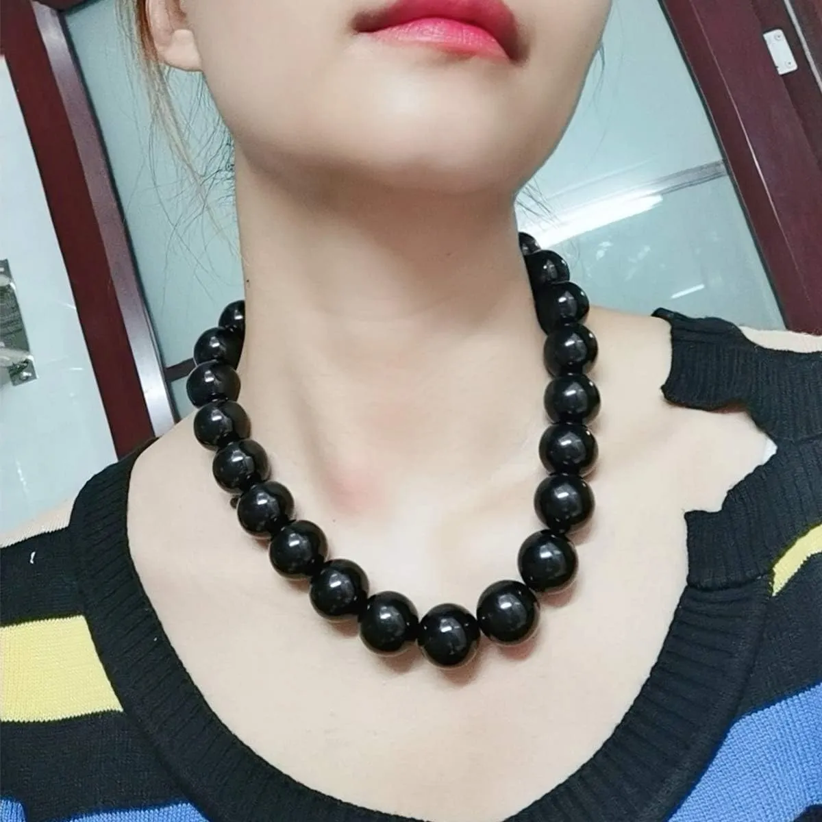 JNF Big Faux Pearl Choker Necklace for Women1920s Long Pearl Necklace Chunky Pearl Necklace and Earring Set Large Pearls Costume Necklace Gatsby