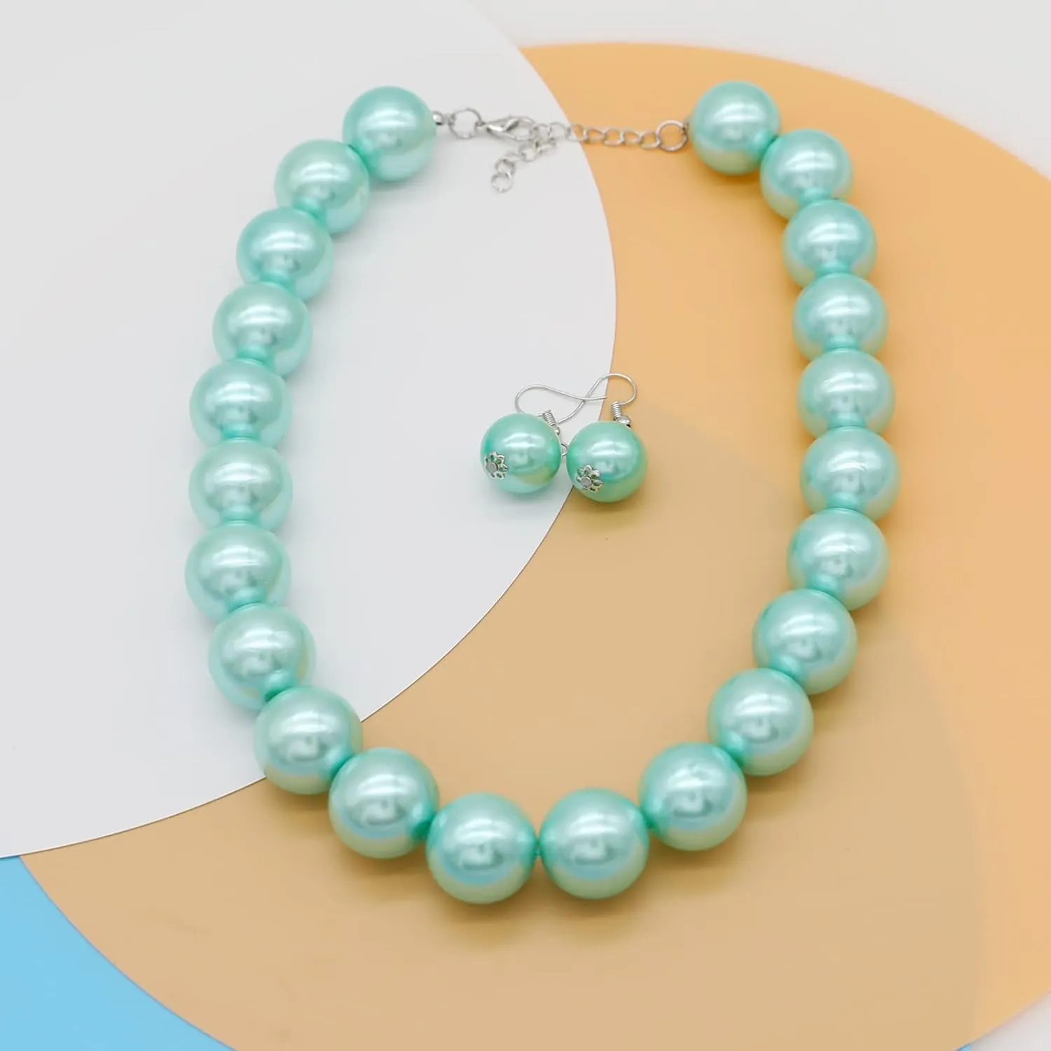 JNF Big Faux Pearl Choker Necklace for Women1920s Long Pearl Necklace Chunky Pearl Necklace and Earring Set Large Pearls Costume Necklace Gatsby