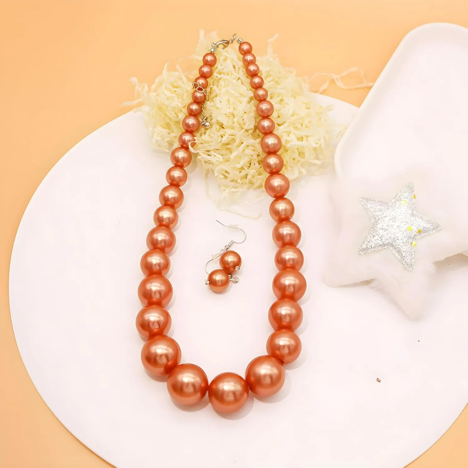 JNF Big Faux Pearl Choker Necklace for Women1920s Long Pearl Necklace Chunky Pearl Necklace and Earring Set Large Pearls Costume Necklace Gatsby