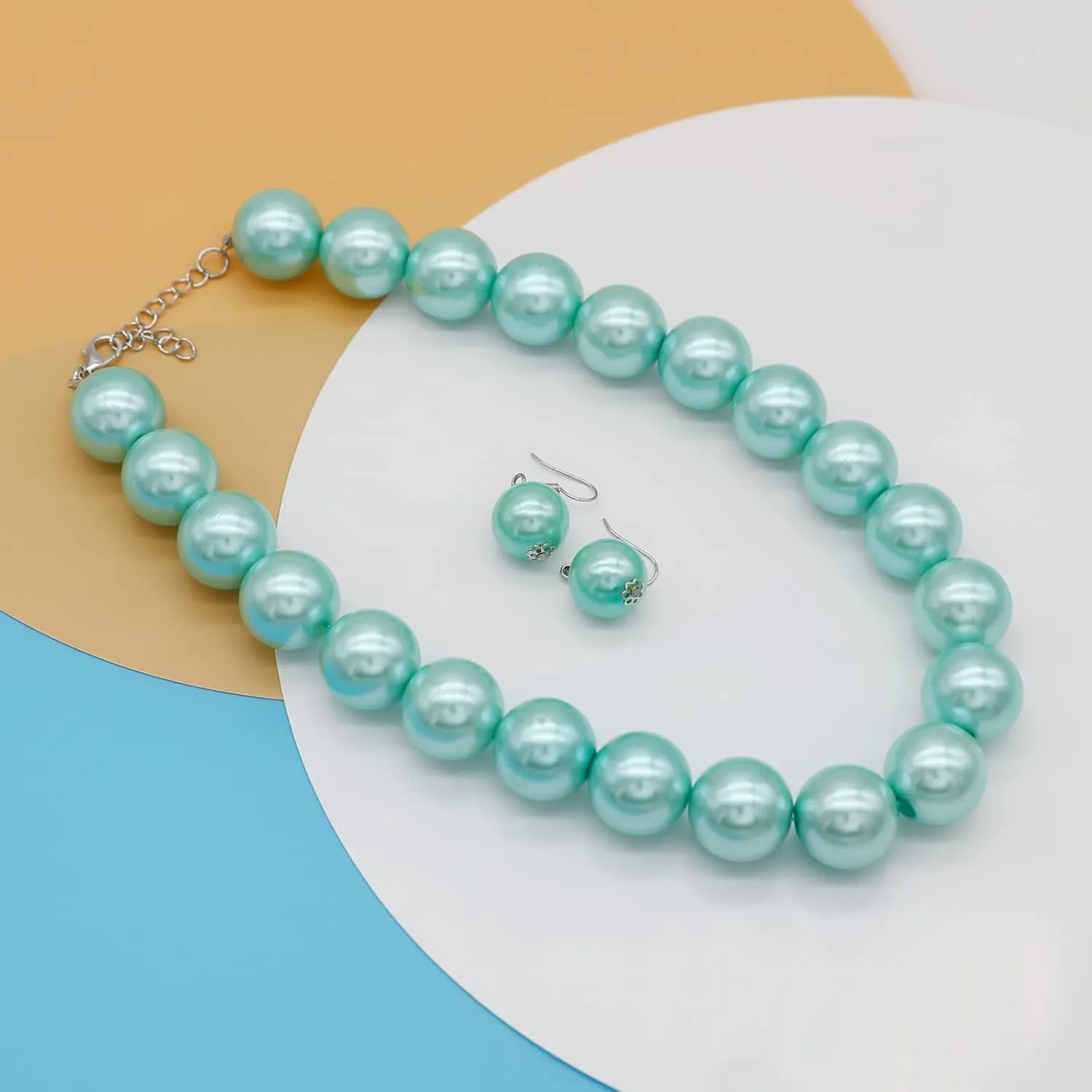 JNF Big Faux Pearl Choker Necklace for Women1920s Long Pearl Necklace Chunky Pearl Necklace and Earring Set Large Pearls Costume Necklace Gatsby
