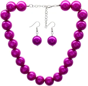 JNF Big Faux Pearl Choker Necklace for Women1920s Long Pearl Necklace Chunky Pearl Necklace and Earring Set Large Pearls Costume Necklace Gatsby