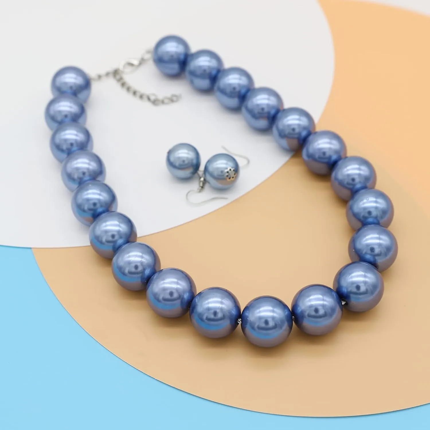 JNF Big Faux Pearl Choker Necklace for Women1920s Long Pearl Necklace Chunky Pearl Necklace and Earring Set Large Pearls Costume Necklace Gatsby