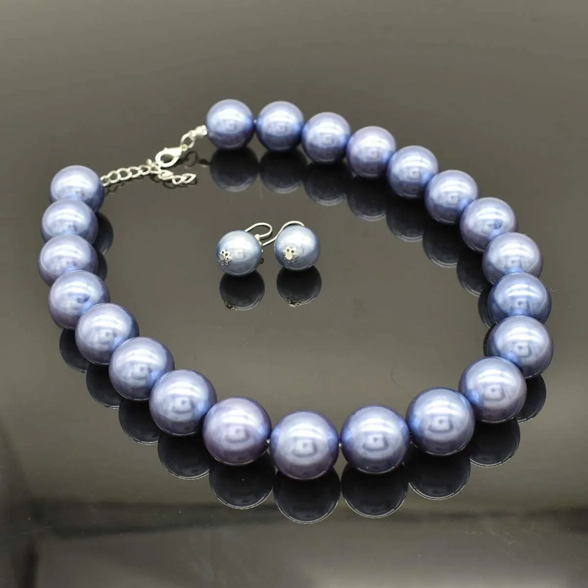 JNF Big Faux Pearl Choker Necklace for Women1920s Long Pearl Necklace Chunky Pearl Necklace and Earring Set Large Pearls Costume Necklace Gatsby