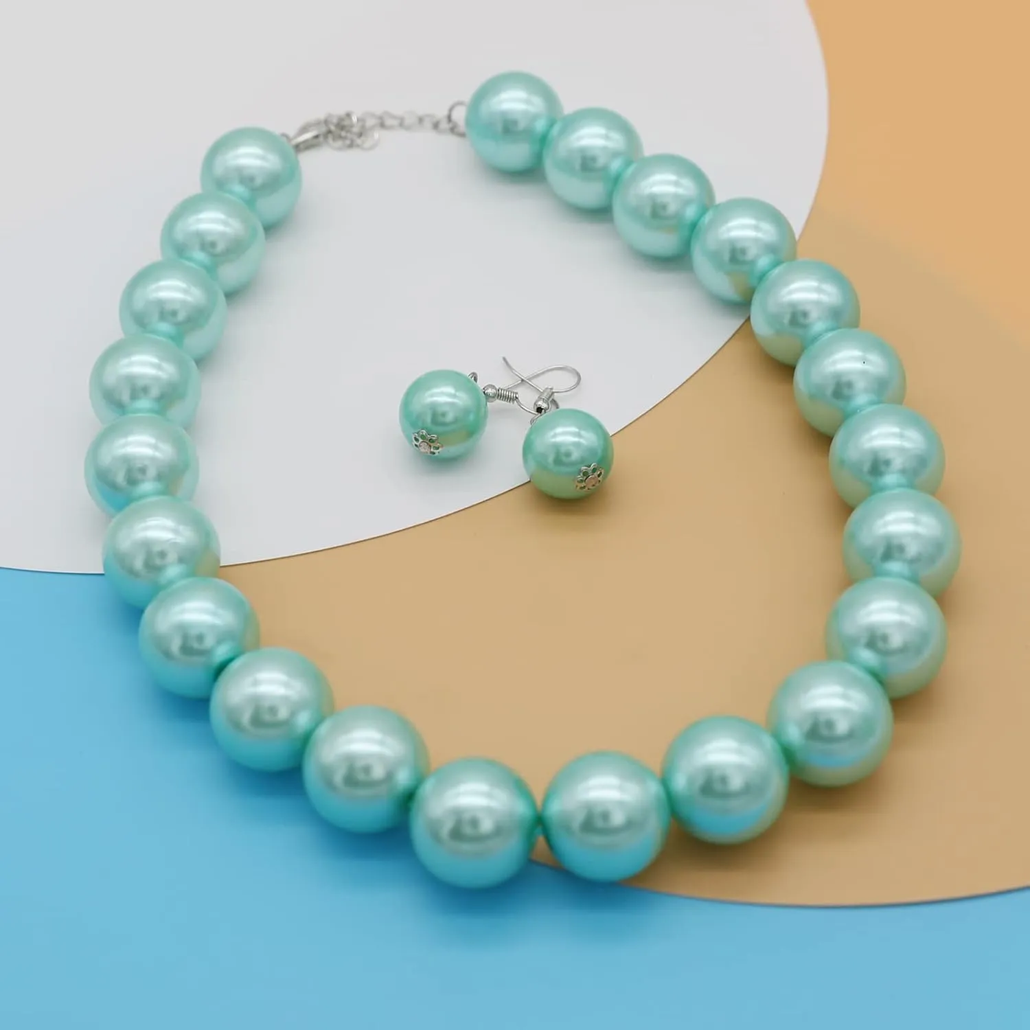 JNF Big Faux Pearl Choker Necklace for Women1920s Long Pearl Necklace Chunky Pearl Necklace and Earring Set Large Pearls Costume Necklace Gatsby