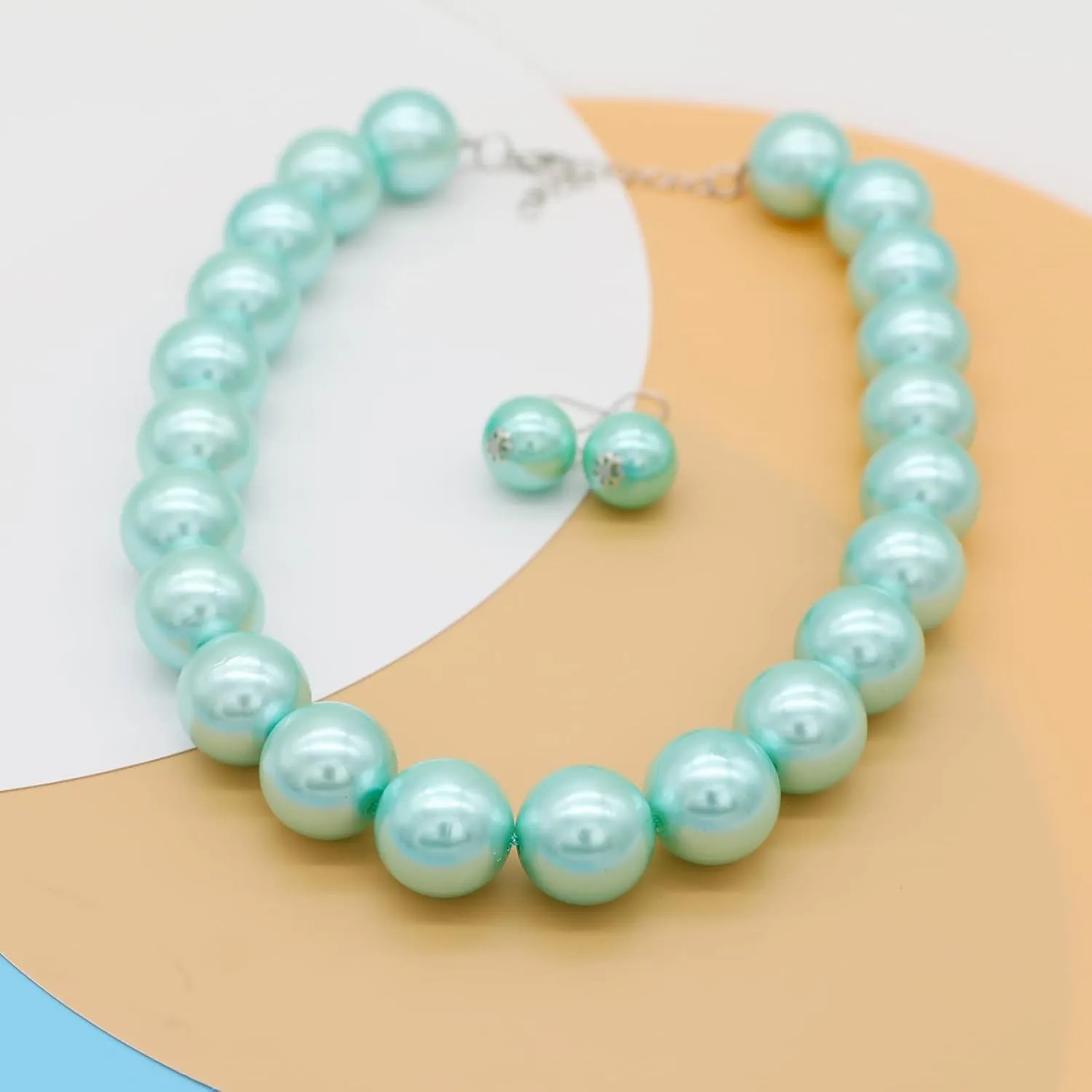 JNF Big Faux Pearl Choker Necklace for Women1920s Long Pearl Necklace Chunky Pearl Necklace and Earring Set Large Pearls Costume Necklace Gatsby