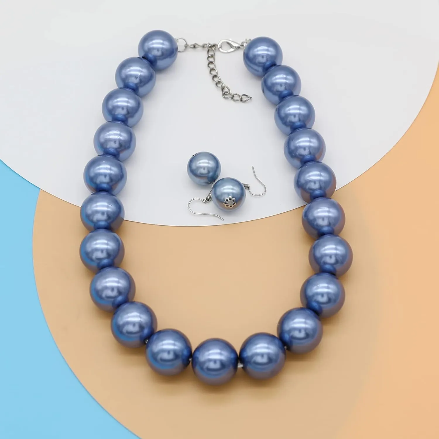 JNF Big Faux Pearl Choker Necklace for Women1920s Long Pearl Necklace Chunky Pearl Necklace and Earring Set Large Pearls Costume Necklace Gatsby
