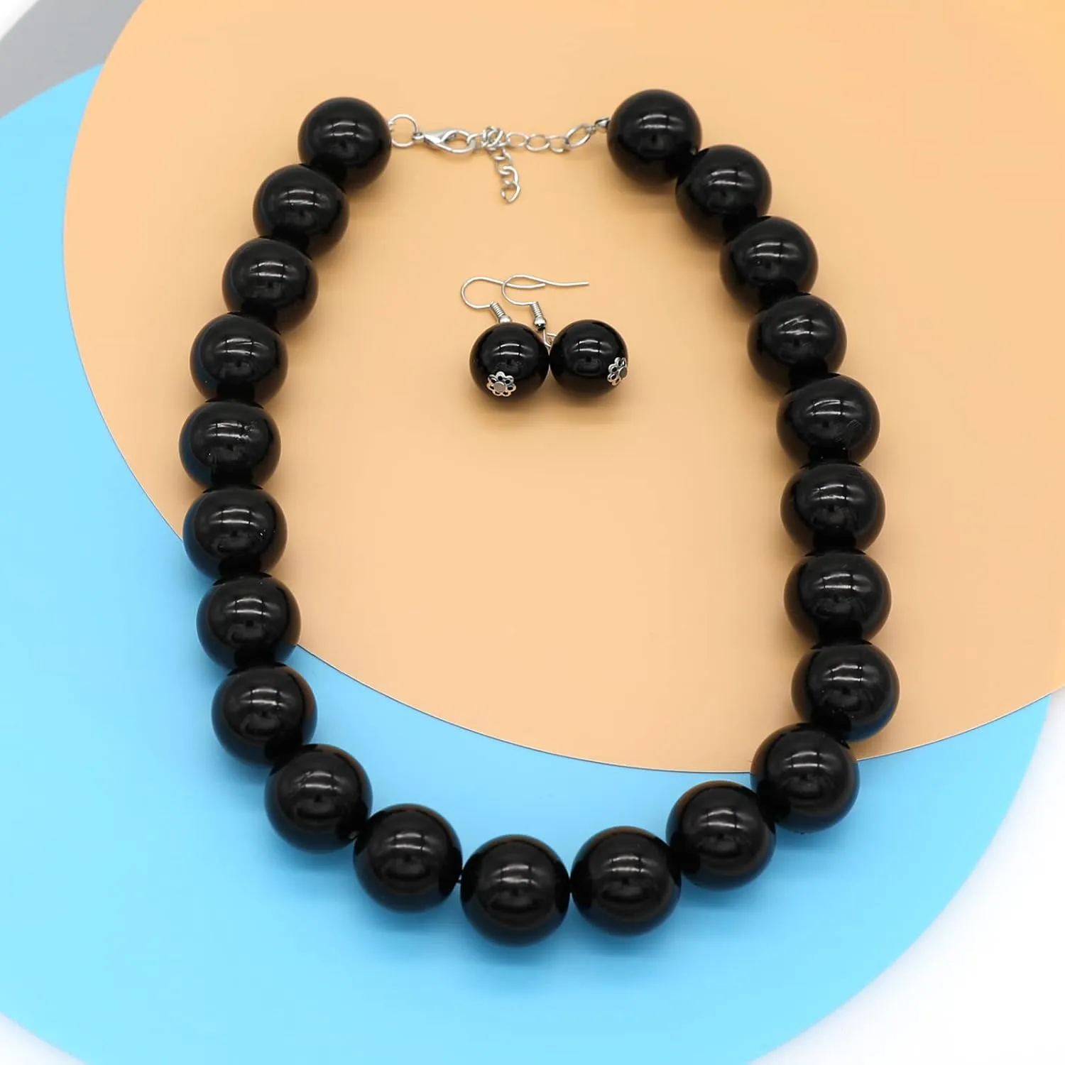 JNF Big Faux Pearl Choker Necklace for Women1920s Long Pearl Necklace Chunky Pearl Necklace and Earring Set Large Pearls Costume Necklace Gatsby