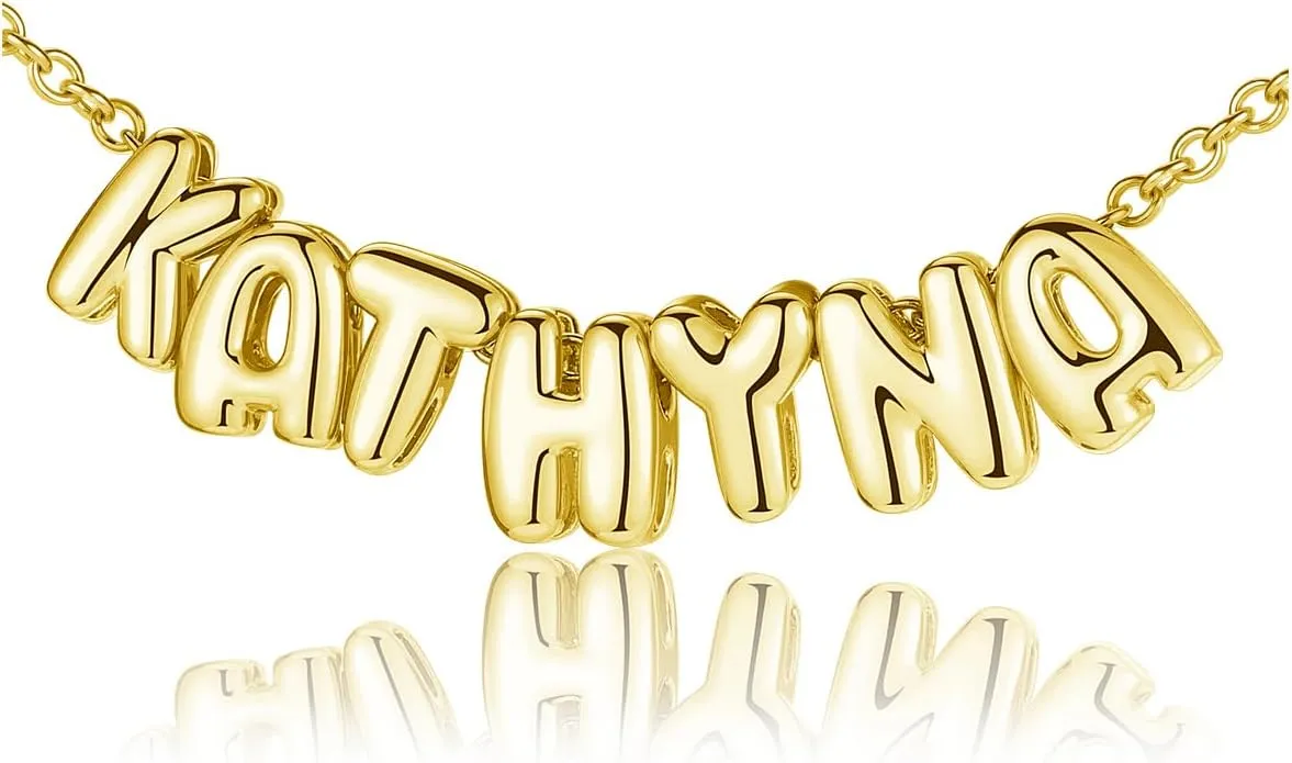 Jovivi Custom Name Beads Necklace for Women Personalized 3D Letter Pendant Necklace Engraved 18K Gold Plated Dainty Initial Necklaces Gift for Mom Mother Alphabet A-Z
