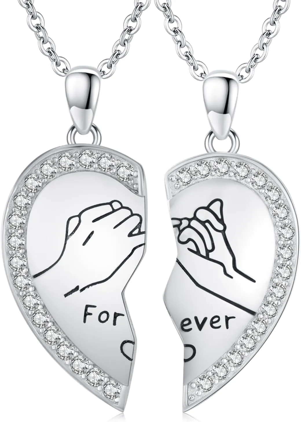 JUSTKIDSTOY Two Half Heart Necklace for Couples 925 Sterling Silver Bf and Gf Relationship Necklace Couples Matching Jewelry Valentines Day Gifts for Him and Her