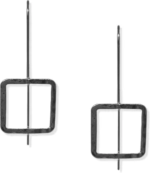 KaFu Handmade Lightweight Bohemian Square Silver Black Studs Earrings retro Geometric Threaded Minimalist Earrings for Women Girls Jewelry Gift