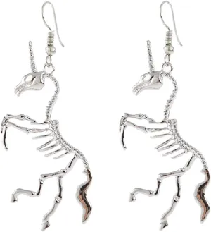 KaFu Unique Vintage punk stainless steel Silver Unicorn Stud Earrings for Women Girls Personality Hypoallergenic gothic skull Unicorn Skeleton Earrings Gifts for Daughter Birthday Party