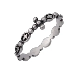 Katarina Antique Rosary Ring 925 Sterling Silver Oxidized Jewelry Catholic Christian Religious Cross Prayer Ring (KR21)