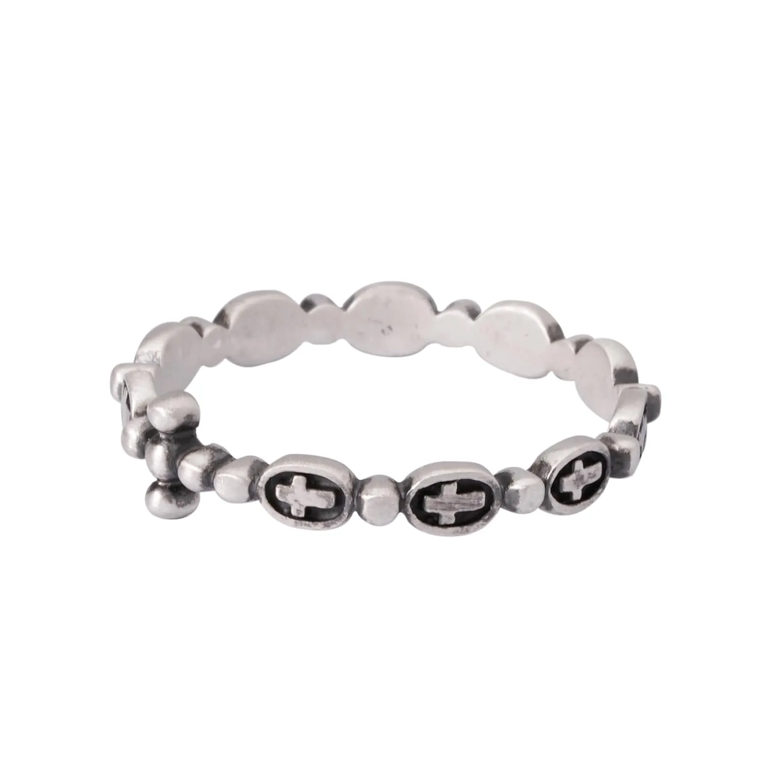 Katarina Antique Rosary Ring 925 Sterling Silver Oxidized Jewelry Catholic Christian Religious Cross Prayer Ring (KR21)