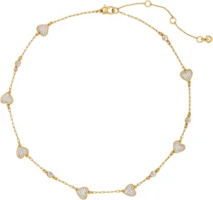 kate spade new york Heart Pave Scatter Necklace, Clear/Two Tone