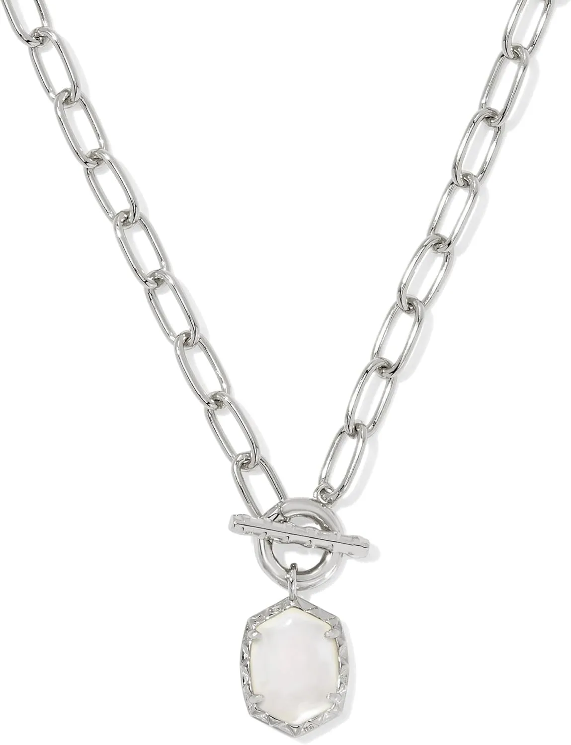 Kendra Scott Womens Daphne Link And Chain Necklace Silver Ivory Mother Of Pearl One Size