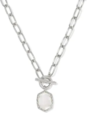 Kendra Scott Womens Daphne Link And Chain Necklace Silver Ivory Mother Of Pearl One Size