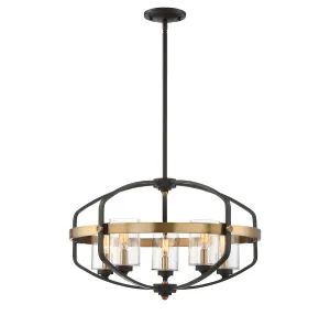 Kirkland 5-Light Pendant in English Bronze & Warm Brass