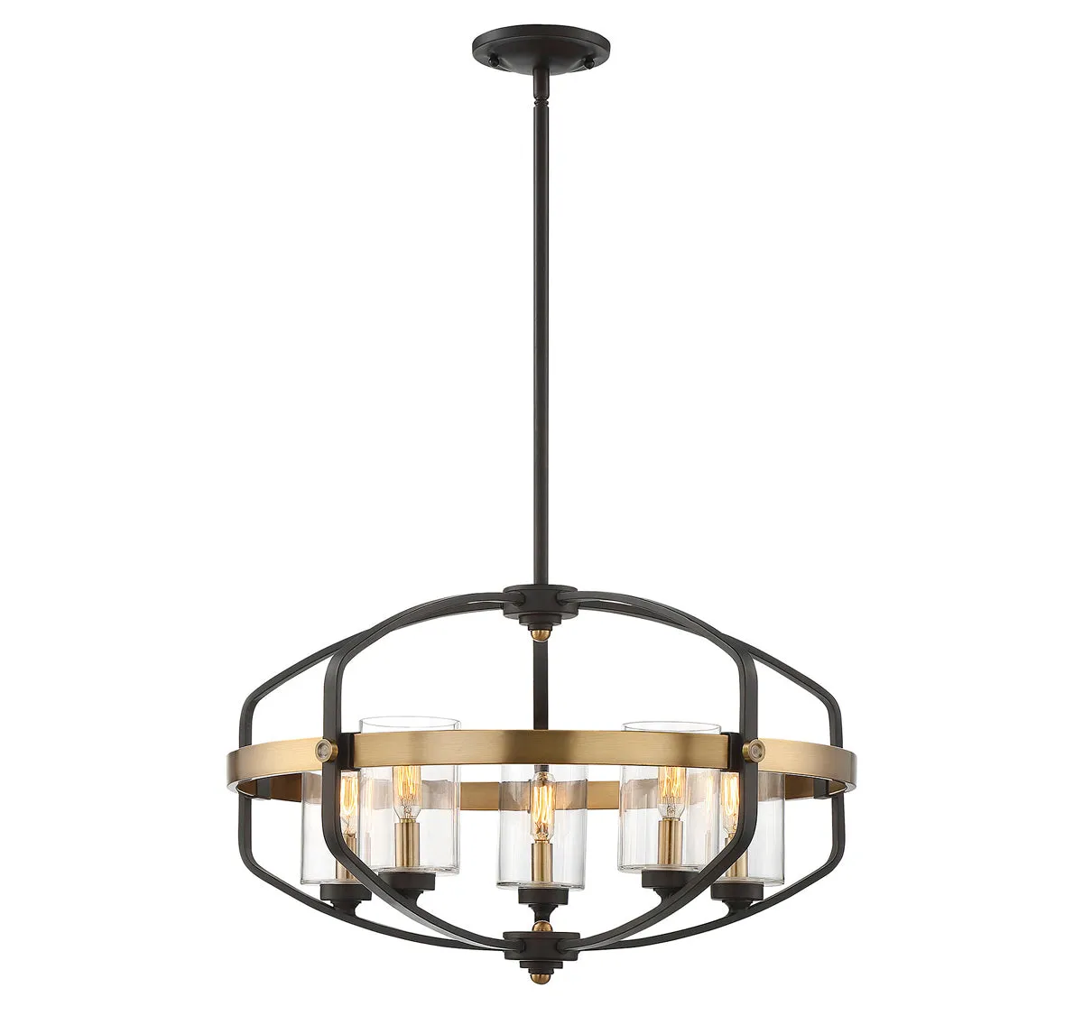 Kirkland 5-Light Pendant in English Bronze & Warm Brass