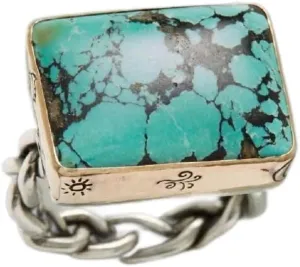 KOICCVQQ Creative Square Shape Turquoise Ring Carve Cute Novel Tiny Pattern Unique Twisted Design Ring Handmade Grinding Bohemia Exotic Formal Ring Behave Gracefully Jewelry Business Size 10