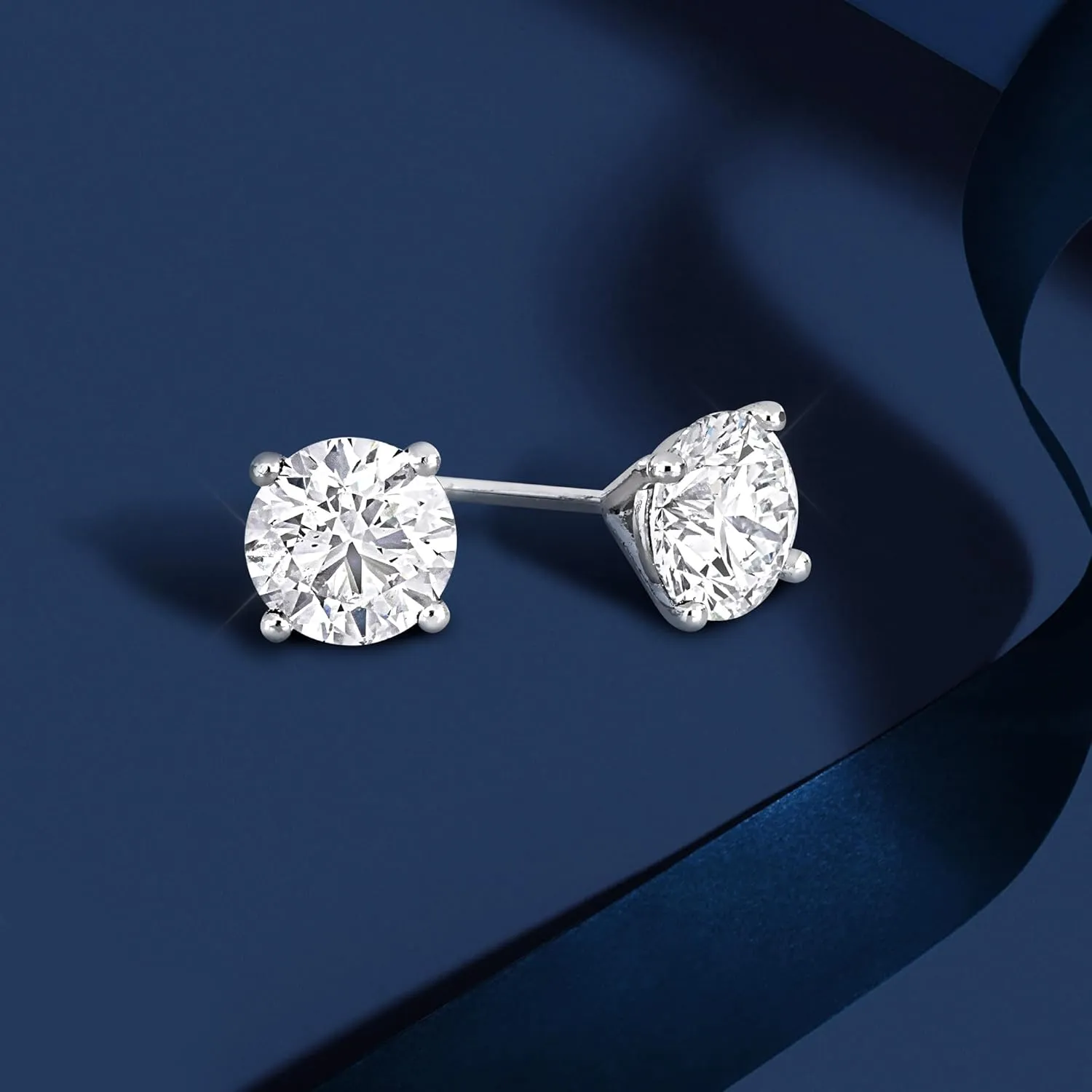 Lab-Grown Diamond Stud Earrings With Unique laser engraved Diamond ID, Set In Platinum, White Gold or Yellow Gold - D Color, VVS2 Clarity, IGI Certified Lab-Grown Diamonds - Available in 1 to 5 CTTW