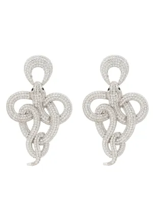 Latelita London Viper Snake Drop Earrings Silver White