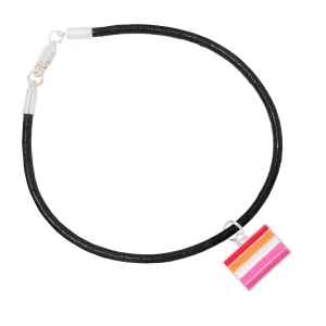 Lesbian Sunset Flag Black Cord Bracelets