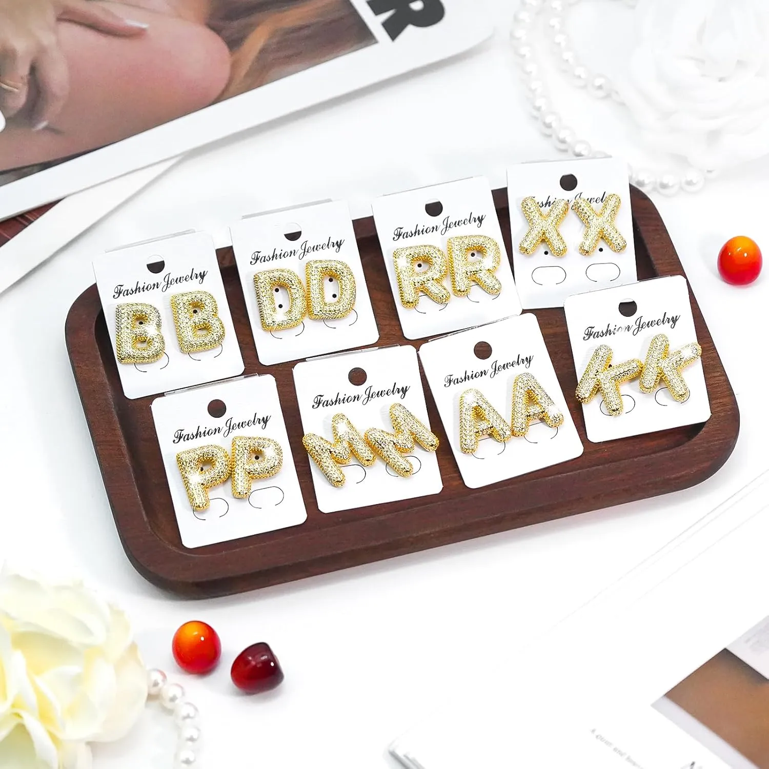 Letter Earrings for Women Sparkly CZ Initial Earrings Stud Gold Plated Alphabet A-Z Earring Birthday Party Statement Engagement Jewelry