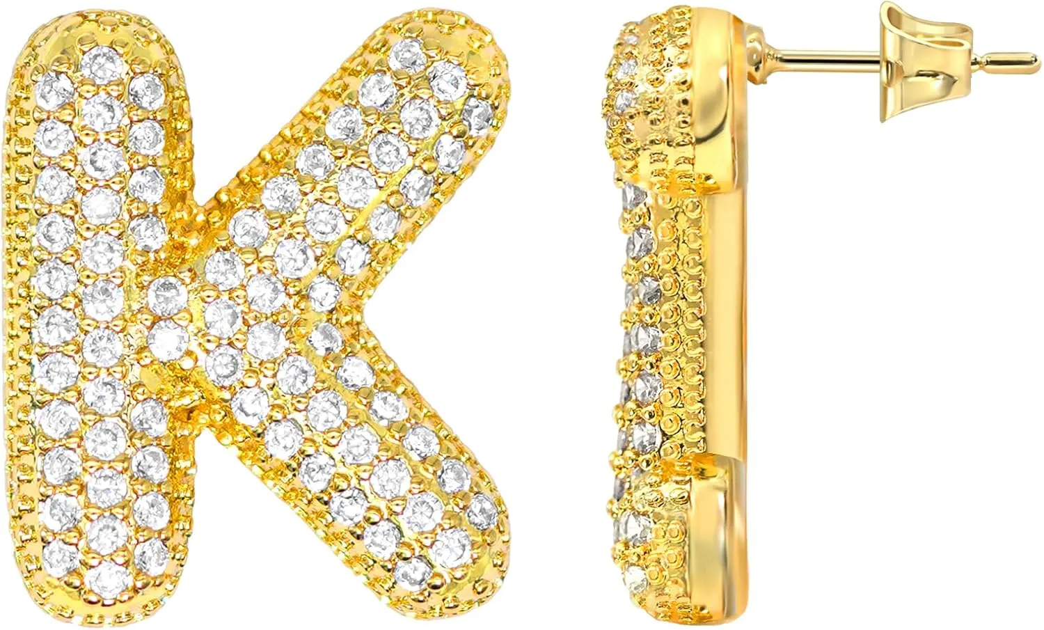 Letter Earrings for Women Sparkly CZ Initial Earrings Stud Gold Plated Alphabet A-Z Earring Birthday Party Statement Engagement Jewelry