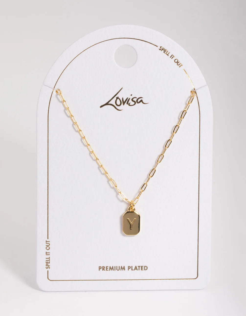 Letter Y Gold Plated Rectangle Pendant Initial Necklace