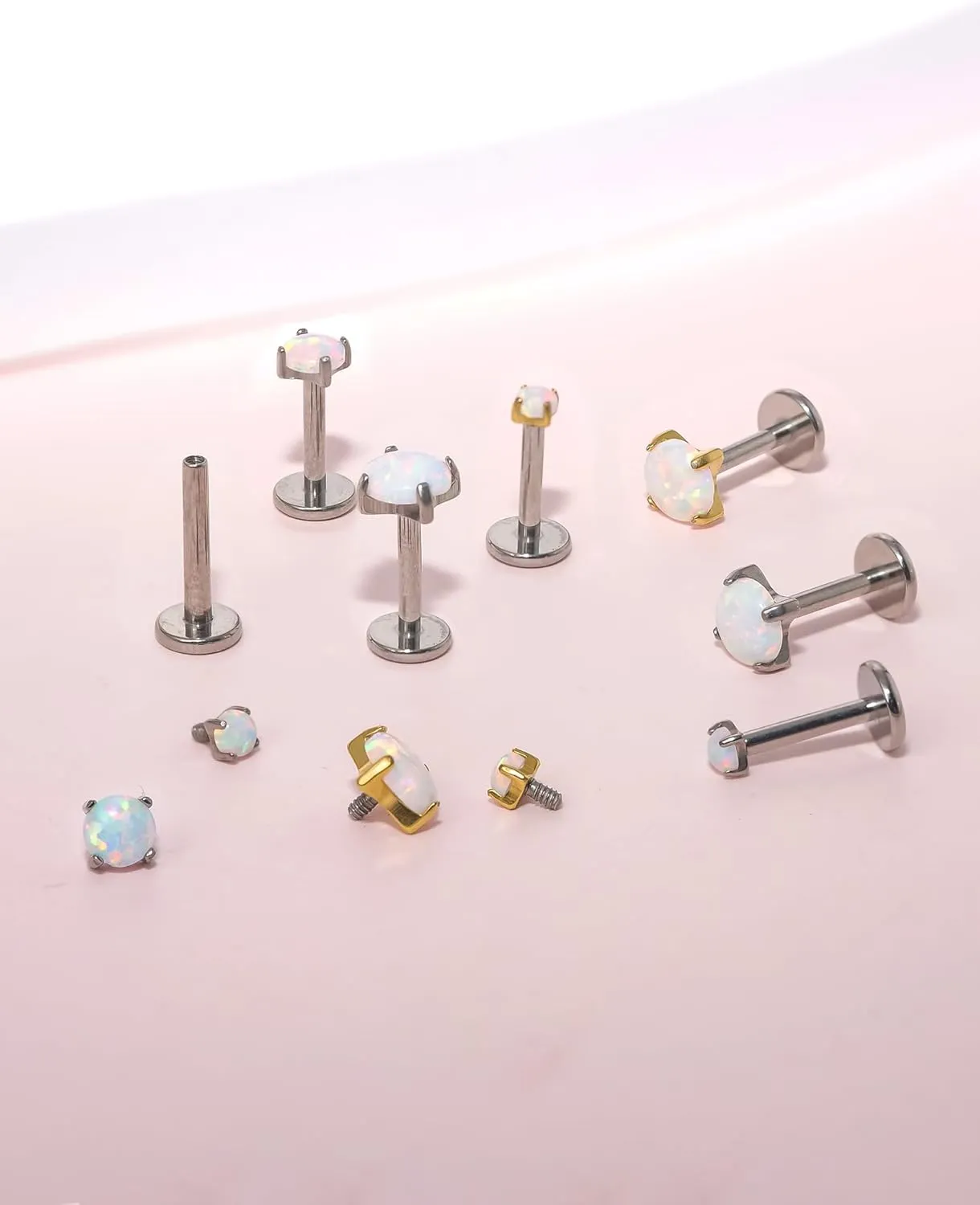 limerencia 18g Titanium Internally Threaded Piercing Jewelry 2PCS Nose Studs Flat Back Earrings Tragus, Helix, Cartilage, Conch, Labret Piercing for Women Men Sensitive Ears