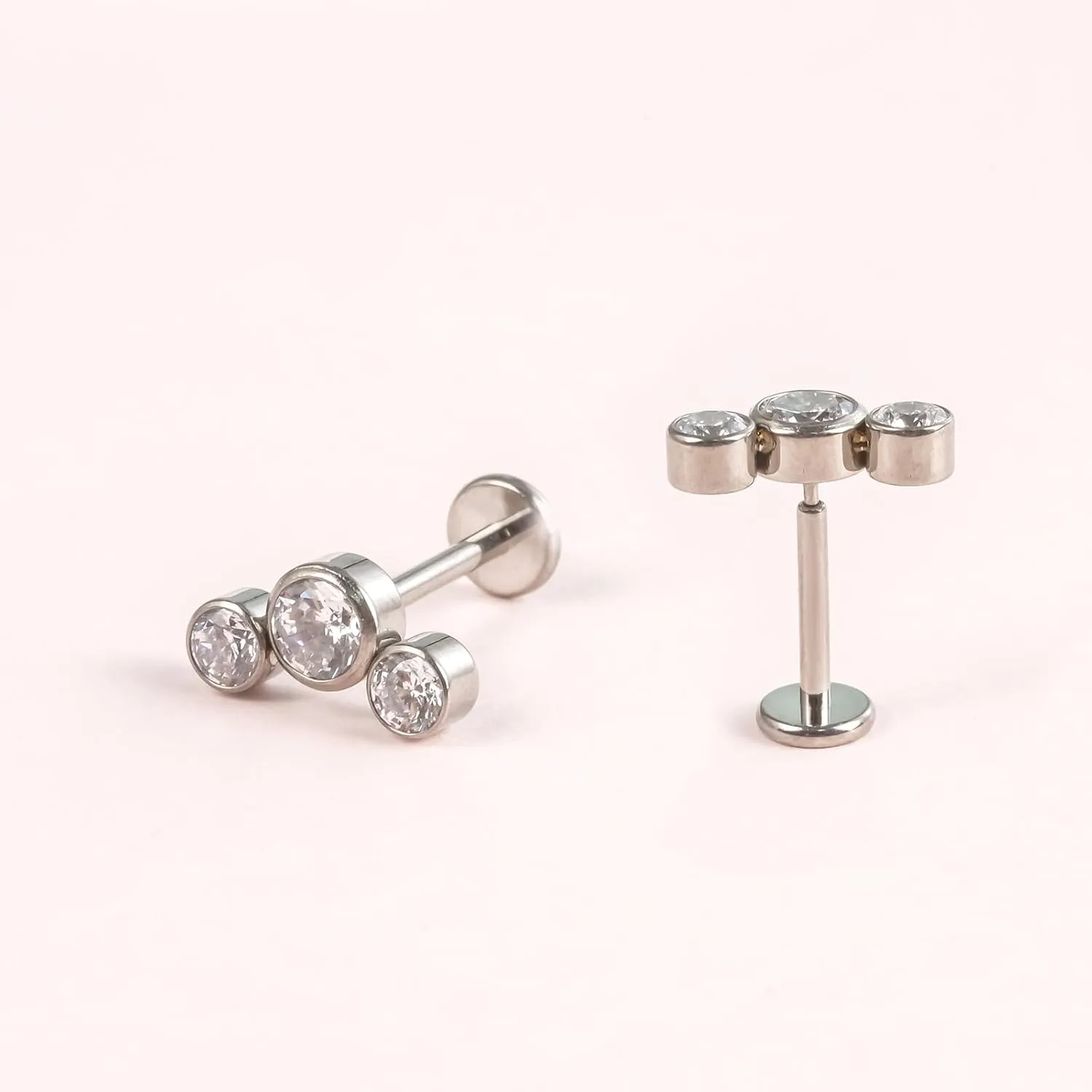 Limerencia G23 Hypoallergenic 18g Flat Back Stud Earrings | F136 Implant Grade Titanium Press Fit Threadless Push Pop in Cartilage Helix Labret Lip Monroe Tragus Piercing Studs